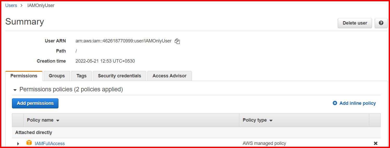 Picture showing creating the user Iamonlyuser